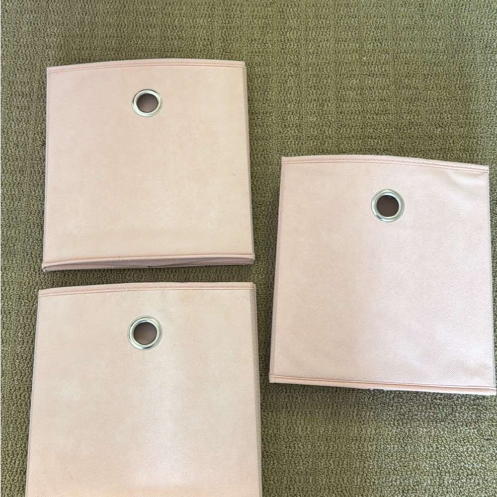 11”x11” Cube Pink Storage Bins set of 3